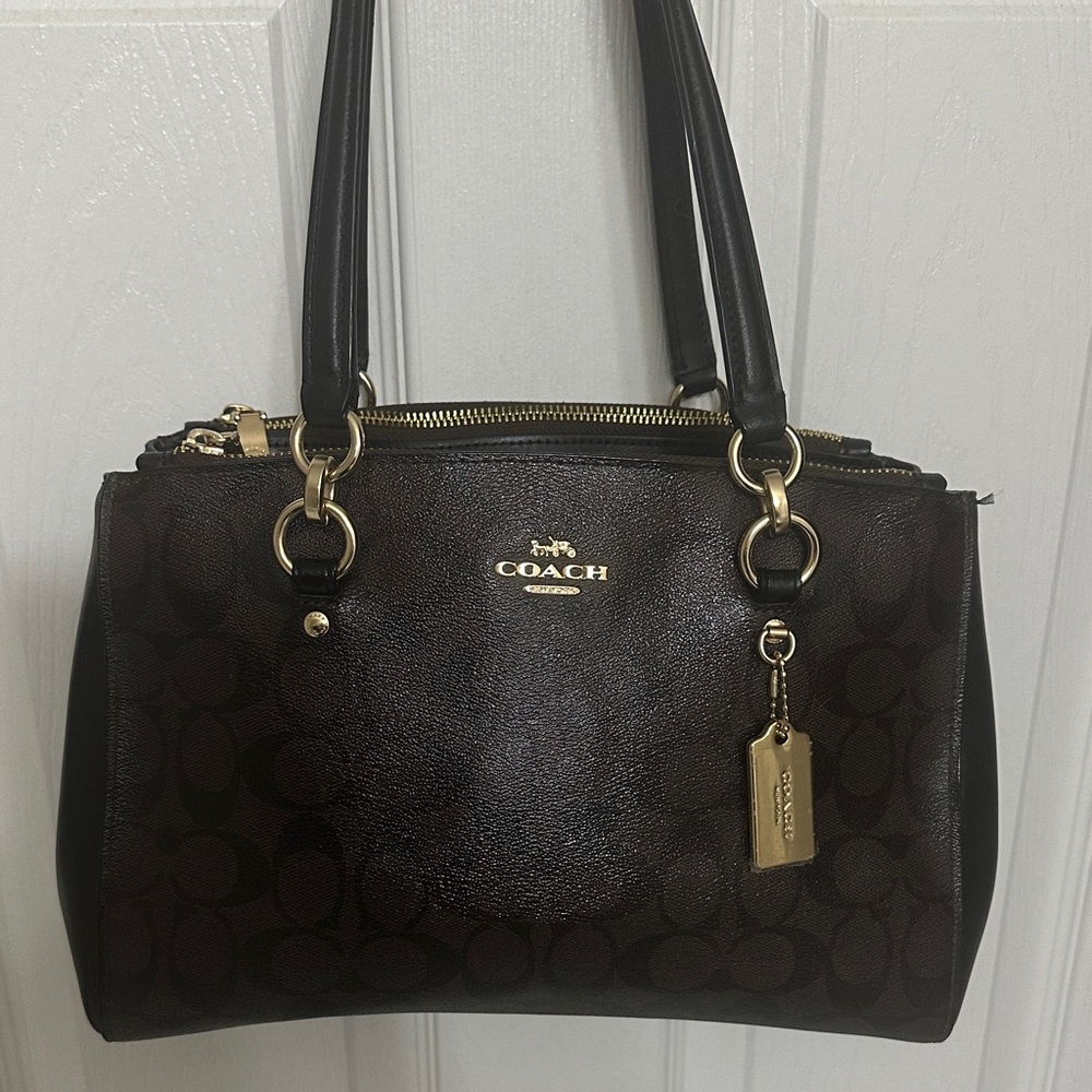 Coach Etta Brown/Black Signature Shoulder Bag
